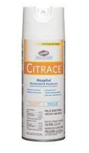 DESCRIPTION: (6) HOSPITAL DISINFECTANT AND SANITIZER BRAND/MODEL: CLOROX CITRACE SIZE: 14 OZ RETAIL$: $17.31 EA QTY: 6