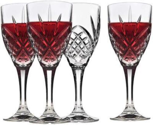 DUBLIN 4PC STEMMED CRYSTAL GOBLETS RETAILS FOR $30.99