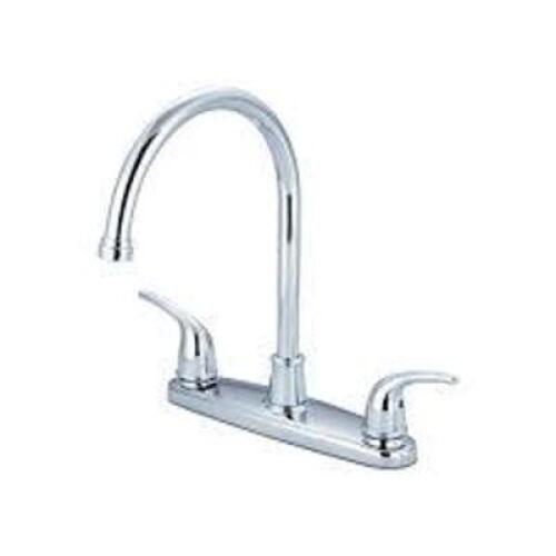 DESCRIPTION: (1) TWO HANDLE KITCHEN FAUCET BRAND/MODEL: OLYMPIA #K-5370 INFORMATION: CHROME SIZE: 3 HOLE, 8" INSTALL, 1.5 GPM RETAIL$: $55.03 EA QTY: