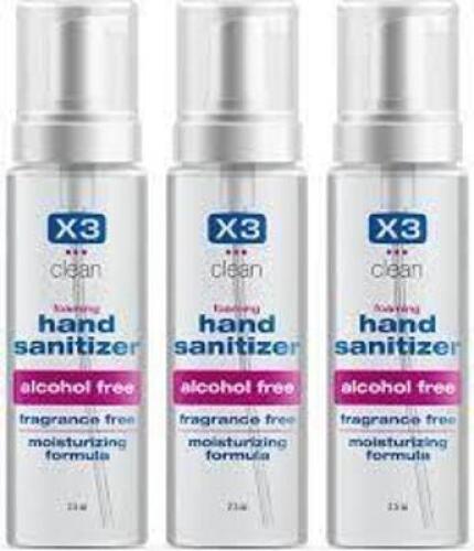 DESCRIPTION: (12) HAND SANITIZERS BRAND/MODEL: X3 #10003 INFORMATION: CLEAR SIZE: 33 OZ RETAIL$: $20.39 EA QTY: 12