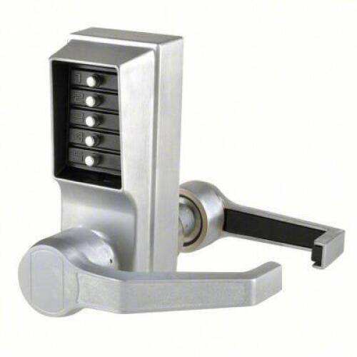 DESCRIPTION: (1) CYLINDRICAL LOCK, MECHANICAL PUSH BUTTON BRAND/MODEL: DORMAKABA #5U742 INFORMATION: SATIN CHROME SIZE: 1-3/8" TO 2-1/4" RETAIL$: $560