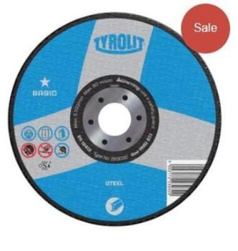 DESCRIPTION: (1) CASE OF (27) GRINDING WHEELS BRAND/MODEL: TYROLIT #6PH27 SIZE: 9X1/4X7/8 RETAIL$: $3.75 PER WHEEL QTY: 1