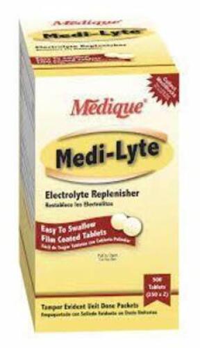 DESCRIPTION: (1) ELECTROLYTE REPLENISHER BRAND/MODEL: MEDIQUE MEDI LYTE SIZE: 500 TABLETS 250 X 2 RETAIL$: $10.51 EA QTY: 1