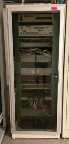 DESCRIPTION 29" X 23" X 71" MODULAR SERVER ENCLOSURE W/ CONTENTS INCLUDED (SEE ADDITIONAL PHOTOS) LOCATION BASEMENT SERVER ROOM SIZE 29" X 23" X 71" T