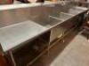 14' THREE WELL HEAVY DUTY STAINLESS POT SINK W/ DOUBLE FAUCET AND DRY BOARDS. - 5