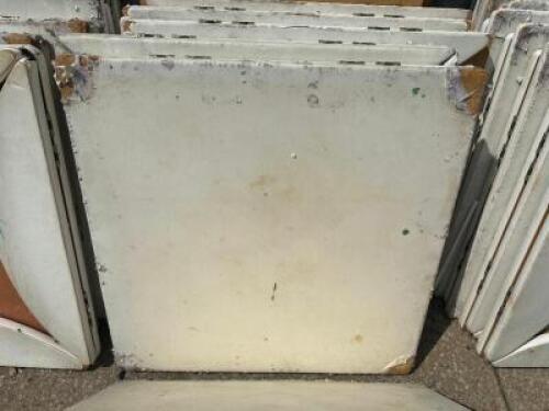 (8) 36" X 36" DROP SIDE WOOD TABLE TOPS W/ WHITE PLASTIC COVERING