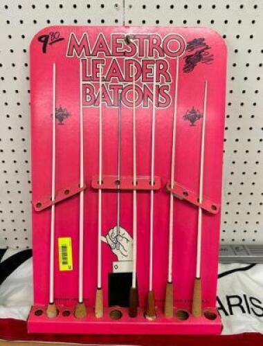 GROUP OF BATONS W/ DISPLAY RACK