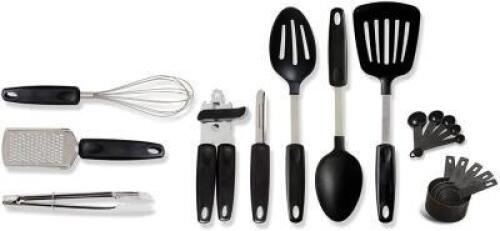 GIBSON HOE HOME CHEFS BASICS 18PC UTENSIL SET RETAILS FOR $19.99