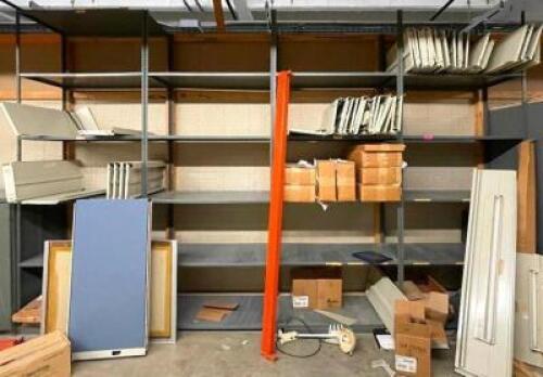 DESCRIPTION 4-SECTION SHELVING UNIT LOCATION TOOL ROOM STORAGE SIZE 48"X24"X120" THIS LOT IS SOLD BY THE PIECE QUANTITY: X BID 4