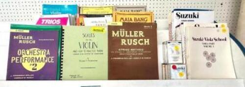 LARGE GROUP OF VIOLIN, VIOLA, AND ORCHESTRA INSTRUCTIONAL MUSIC BOOKS