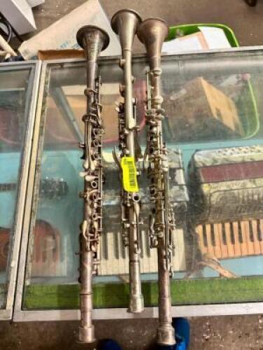 (3) - VINTAGE SILVERPLATED CLARINETS