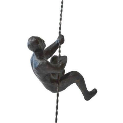 CLIMBING MAN WALL MOUNTED BRONZE