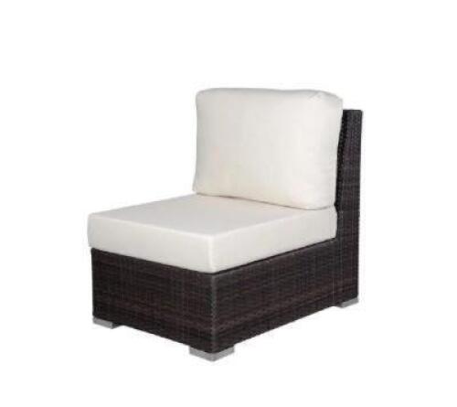 (7)- WHITE OUTDOOR PATIO CHAIR CUSHIONS