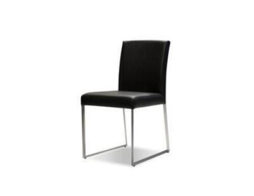 PAIR OF BLACK LEATHERETTE DINING CHAIRS