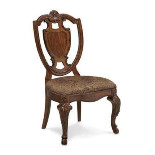 OLD WORLD SHIELD CHAIR W/ FABRIC SEAT