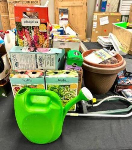 ASSORTMENT OF PLANTS AND GARDEN TOOLS
