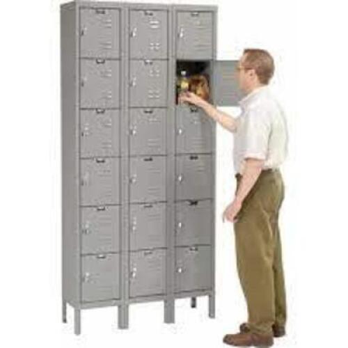 DESCRIPTION: (1) PREMIUM LOCKER BRAND/MODEL: HALLOWELL INFORMATION: GRAY SIZE: 6 TIER, 6 DOOR 12"W 15"D 12"H RETAIL$: $320.95 TOTAL QTY: 1