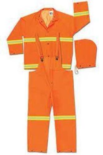 DESCRIPTION: (6) RAIN SUITS BRAND/MODEL: MCR SAFETY #2013RS INFORMATION: BIB AND JACKET ORANGE SIZE: SIZE SMALL 34-36 RETAIL$: $88.63 EA QTY: 6