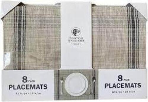 DESCRIPTION: (2) PACKS OF (8) PLACEMATS BRAND/MODEL: BOSTON TRADERS INFORMATION: NEUTRAL RETAIL$: $22.00 EA QTY: 2