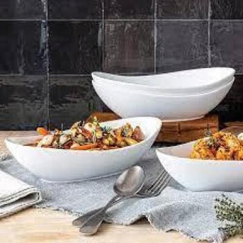 DESCRIPTION: (1) SET OF (4) SERVING BOWLS BRAND/MODEL: SIDES BY OVER AND BACK SIZE: WHITE RETAIL$: $32.00 EA QTY: 1