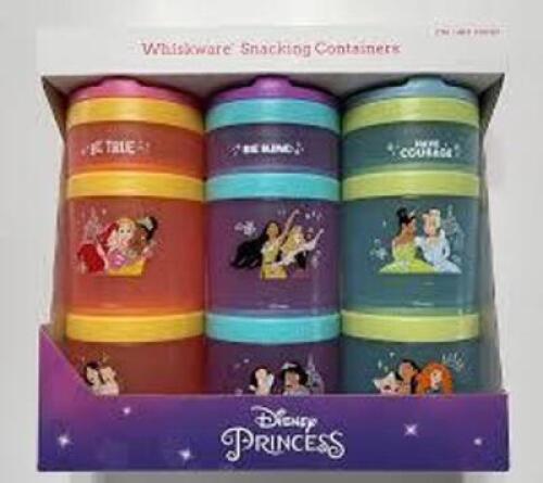 DESCRIPTION: (1) SET OF (3) SNACKING CONTAINERS BRAND/MODEL: WISKWARE DISNEY PRINCESS RETAIL$: $34.99 EA QTY: 1