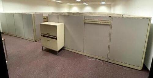 DESCRIPTION (8) CUBICLE UNITS ADDITIONAL INFO INCLUDES ALL DESKS AND FILING CABINETS ENCLOSED THIS LOT IS ONE MONEY QUANTITY: X BID 1