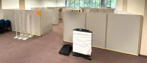 DESCRIPTION (7) CUBICLE UNITS ADDITIONAL INFO INCLUDES ALL DESKS AND FILING CABINETS ENCLOSED THIS LOT IS ONE MONEY QUANTITY: X BID 1