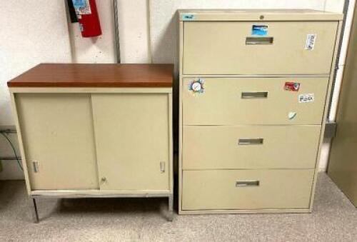 DESCRIPTION ASSORTED METAL FILE CABINETS AS SHOWN LOCATION LOADING DOCK THIS LOT IS ONE MONEY QUANTITY 1