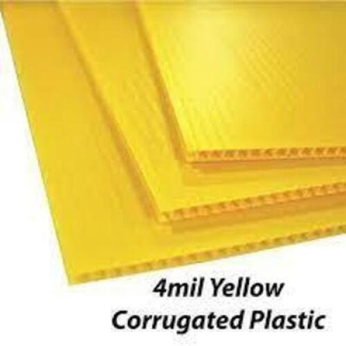 DESCRIPTION: (2) SHEETS OF CORRUGATED PLASTIC SIGN BOARD INFORMATION: YELLOW SIZE: 4' X 8' RETAIL$: $32.61 EA QTY: 2