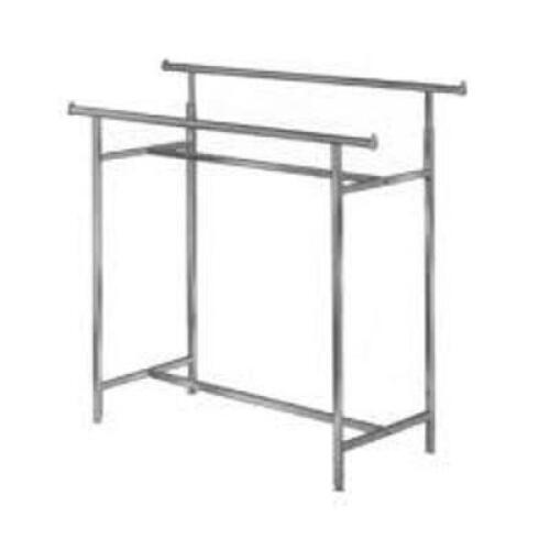 DESCRIPTION: (1) ADJUSTABLE DOUBLE BAR GARMENT RACK BRAND/MODEL: HAZLETOWNSHIP #K16 INFORMATION: CHROME SIZE: MUST COME INSPECT FOR ACCURACY RETAIL$: