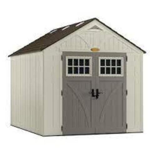 DESCRIPTION: (1) OUTDOOR STORAGE SHED BRAND/MODEL: SUNCAST #BMS8100 INFORMATION: VANILLA/CAPACITY: 547 CU-FT/RESIN SIZE: 10'D X 8'W X 9'H RETAIL$: 1,5