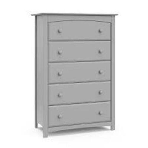 DESCRIPTION: (1) KENTON CHEST OF DRAWERS BRAND/MODEL: STORKCRAFT #604112 INFORMATION: GRAY SIZE: 5 DRAWER RETAIL$: $249.99 EA QTY: 1