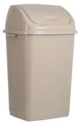 DESCRIPTION: (1) SWING TOP TRASH CAN BRAND/MODEL: STERILITE INFORMATION: GRAY SIZE: 13 GAL RETAIL$: $14.48 EA QTY: 1