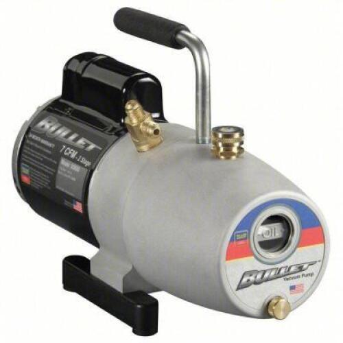 DESCRIPTION: (1) REFRIGERANT EVACUATION PUMP BRAND/MODEL: YELLOW JACKET #10M826 SIZE: 7 CFM DISPLACEMENT, 1/2 HP HP, 25 MICRON, 31 LB WT RETAIL$: $638