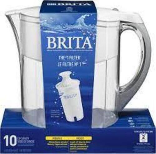 DESCRIPTION: (1) DRINKING WATER PITCHER BRAND/MODEL: BRITA INFORMATION: WHITE SIZE: 10 CUP RETAIL$: $38.79 EA QTY: 1