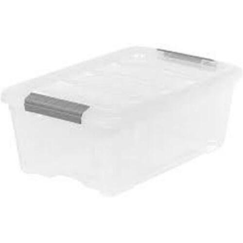 DESCRIPTION: (1) SET OF (4) STORAGE TOTES BRAND/MODEL: IRIS INFORMATION: CLEAR SIZE: 12.9 QT RETAIL$: $12.00 EA QTY: 1