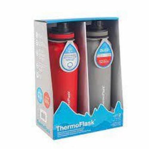 DESCRIPTION: (1) SET OF (2) INSULATED TUMBLER BRAND/MODEL: THERMOFLASK INFORMATION: RED AND GREY SIZE: 40 OZ RETAIL$: $23.99 EA QTY: 1