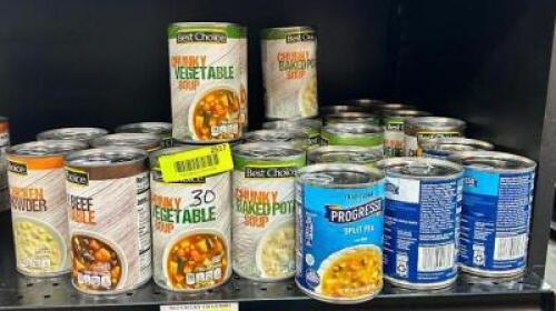 (30)- CANS OF ASSORTED SOUPS