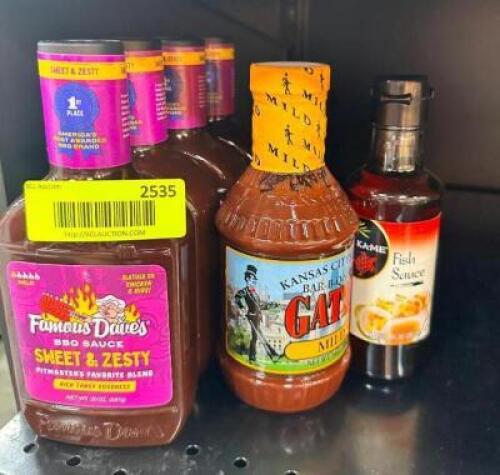 (6)- BOTTLES OF ASSORTED SAUCES