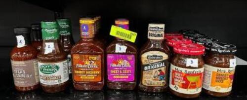 (18)- BOTTLES OF ASSORTED BBQ SAUCE