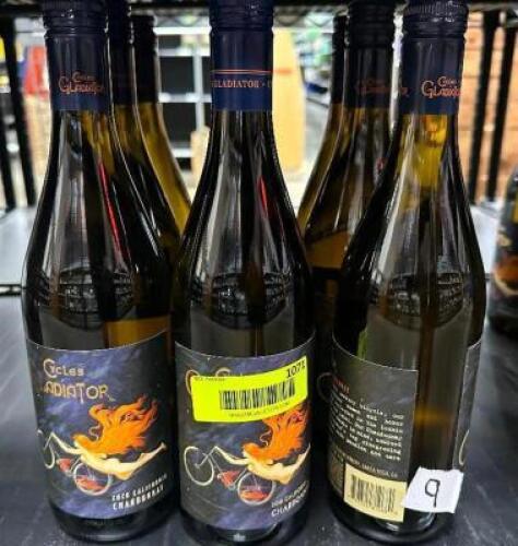(9) BOTTLES OF CYCLE GLADIATOR 2021 CHARDONNAY