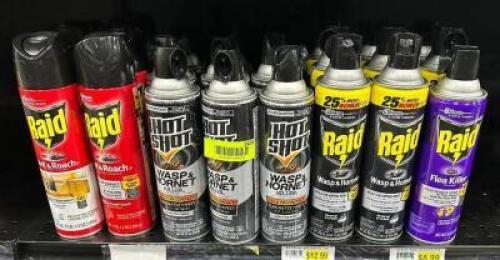 (22) ASSORTED CANS OF RAID SPRAY