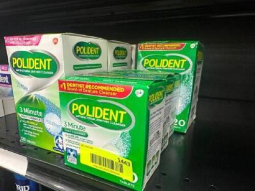 (7) ASSORTED BOXES OF POLYDENT DENTURE CLEANER