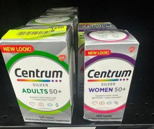 (6) ASSORTED BOTTLES OF CENTRUM VITAMINS