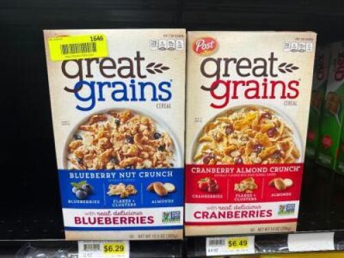 (10) ASSORTED BOXES OF GREAT GRAINS CEREAL.