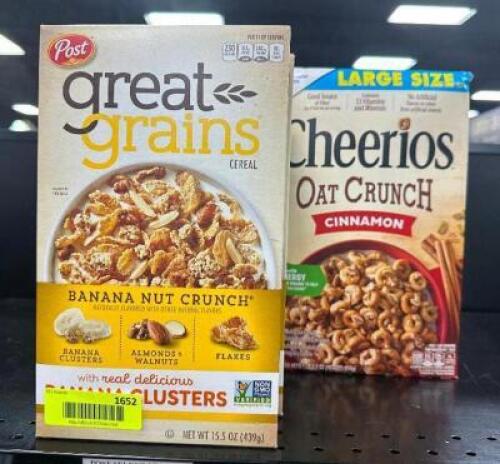(7) ASSORTED BOXES OF CEREAL.