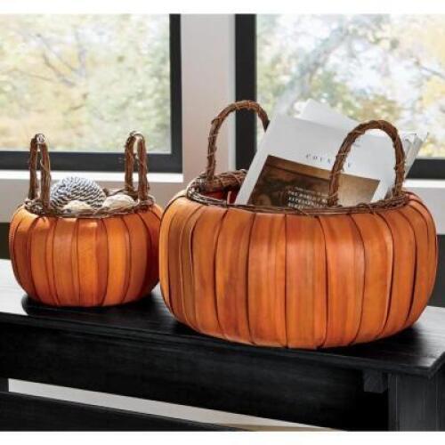 Large Orange Pumpkin Natural Basket