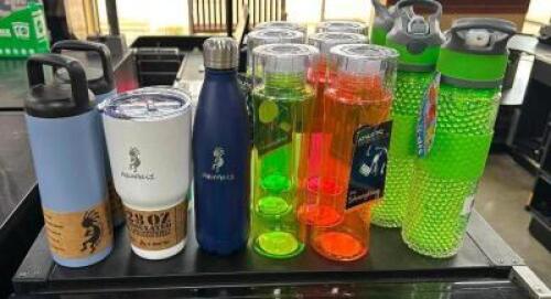 (13) ASSORTED WATER BOTTLES AND TERVIS'S