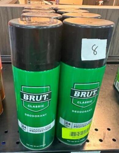 (8) CANS OF BRUTE DEODORANT.