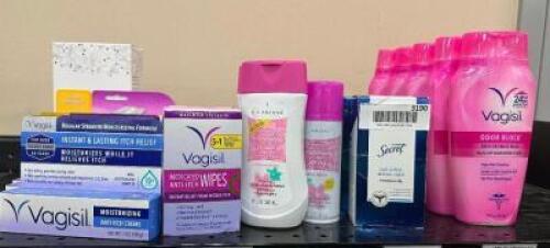 (1) LOT OF ASSORTED FEMININE HYGIENE PRODUCTS.